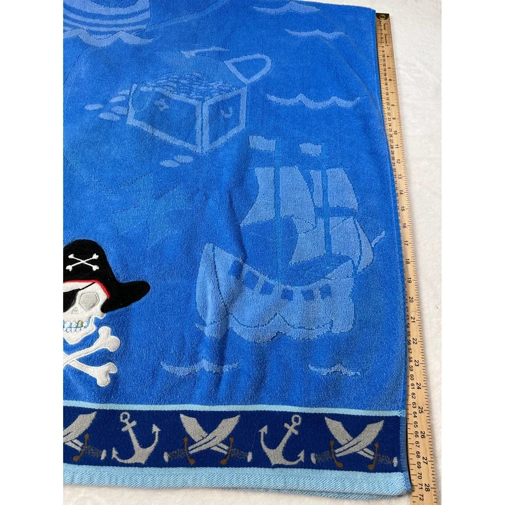 Target Kids Blue Pirate Ship Skull Crossbones Cotton Beach Towel 28x50 2008